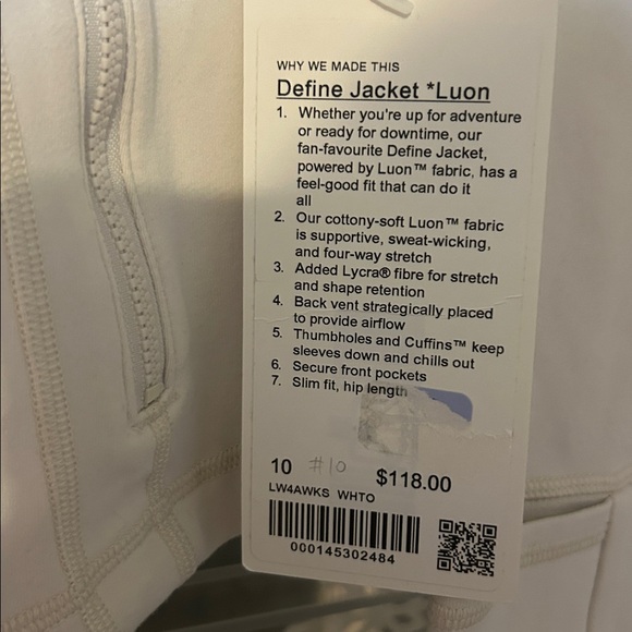 Lululemon Define Jacket Luon New Size 10 - Picture 2 of 3